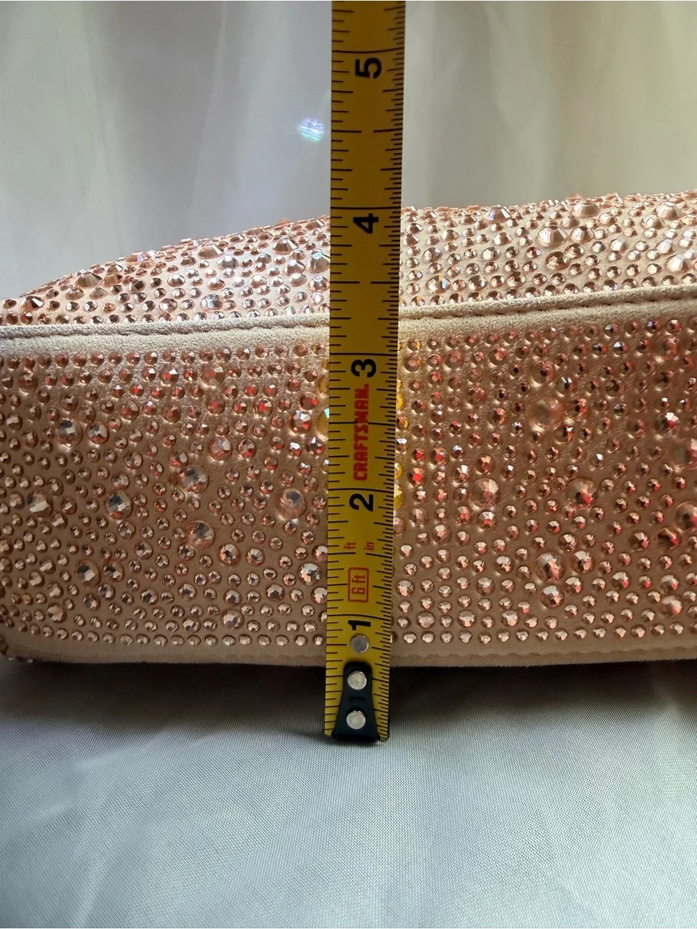 Sparkling Rose Gold Hobo Bag with Gold Chain - Picture 6 of 15